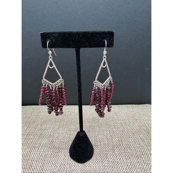 Genuine Amethyst & Sterling Silver Chandelier Earrings – Handcrafted Boho - Picture 8 of 8
